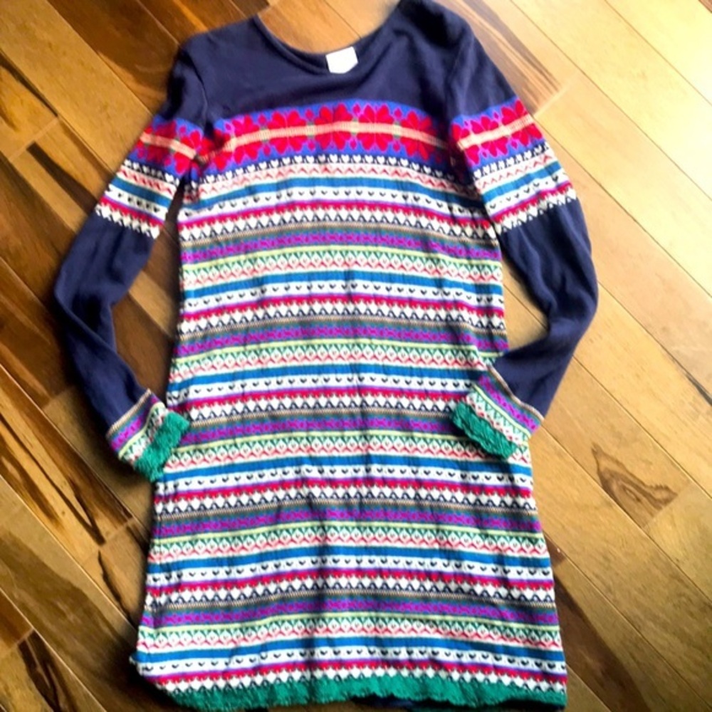 Hanna Andersson Fair Isle Knit Dress 160/ 14/16 EUC‎
